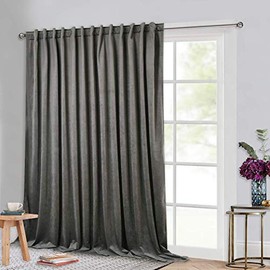 StangH Grey Curtains for Sliding Door - Soft Thick Velvet Thermal Curtains for Living Room, Privacy Wall Room Divider Curtains for Shared Apartment / Storage / Workspace, W100 x L96 inches, 1 Panel