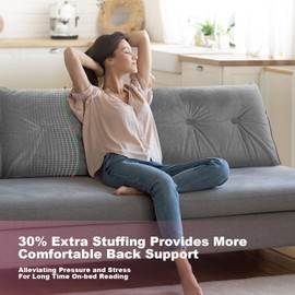 Gorilla Gadgets Large Reading Bed Rest Pillow - Triangular Headboard Wedge Pillows, Backrest Positioning Support, Extra Filling with Washable Velvet Cover