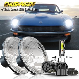 CHUSYYRAY Pair 7 inch Round LED Headlights Hi/Lo Beam For datsun 280ZX/240Z/260