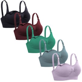 Lataly Womens Sleeping Nursing Bra Wirefree Breastfeeding Maternity Bralette Pack of 5, 5pack3, 4X-Large