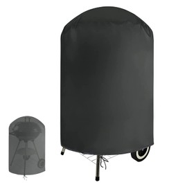 Fenghome BBQ Cover, Waterproof Round Barbecue Covers for Kettle BBQ Heavy Duty Gas BBQ Grill Cover with Drawstring-61x72cm (Black)
