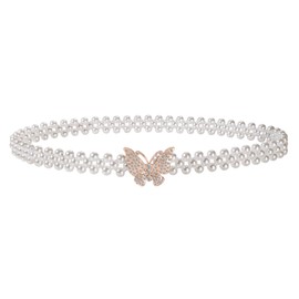 Faletony Women's Chain Belt, Pearl Belt, Bridal Belt, Waist Belt, Pearl Belt, Wedding Bridesmaid Belt for Bridesmaid Dresses, Prom Dress, Evening Dresses, Gold Bow