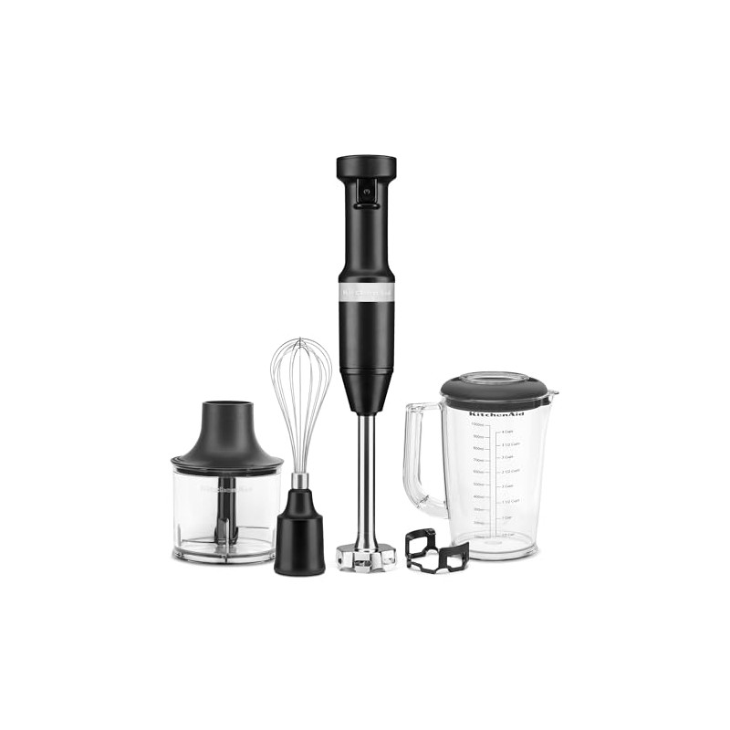 KitchenAid Variable Speed Corded Hand Blender with Accessories, Black Matte,