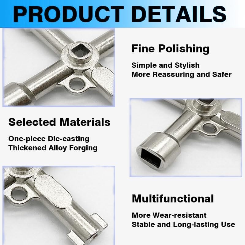 Changbloom 2 Pcs Multifunctional 4 Way Sillcock Key Wrench Set,