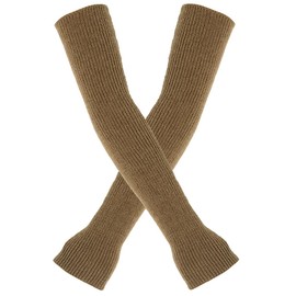 LERTREE Women Girls Knit Cashmere Blend Gloves Long Arm Warmers Elbow Warmers Fingerless Mittens with Thumb Hole (Khaki)