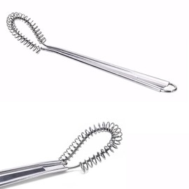 Best Utensils Stainless Steel Mini Egg Whisk Beater Handheld Milk Frother Foamer Foaming Creamy Coffee Mixer Spring Sauce Blender Kitchen Accessories, Pack of 2