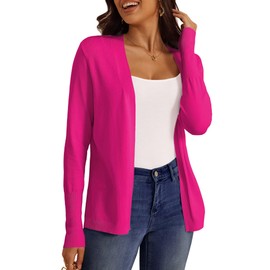 FOLUNSI Women‘s Caridgan Sweaters Open Front Cropped Cardigans Lightweight Knit Sweater Dressy Casual Rose, Medium
