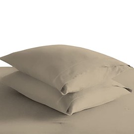 Pizuna Cotton Envelope Pillowcase King Size Simply Taupe 2 PC, 400 Thread Count 100% Long Staple Cotton Sateen Weave Envelope Pillow Case with 20 cm Flap (100% Cotton King Pillow Covers Simply Taupe)