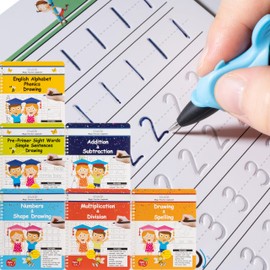 EliteKids Magic Practice Copybook 6 Workbooks with Disappearing Ink Pens, Reusable Grooved Handwriting Practice for Kids, Calligraphy Practice Letter Tracing Books for Kids ages 3-5 (8.7×6.9in)