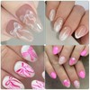 IDDFEVE Bow Nail Art Stickers - White Pink Bow Self-Adhesive