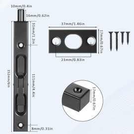 Flush Bolt French Door Lock 6" Stainless Steel Door Flush Bolt Latch Black Concealed Bolt Latch Flip Lever Mechanism Lock Bolt for Sliding/Double/Patio/Storm Doors
