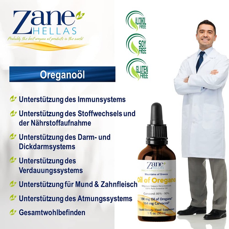 Zane Hellas 100% Greek Oregano Essential Oil Minimum 86% Carvacrol