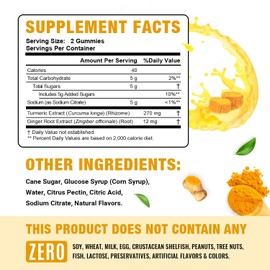 Zammex Turmeric Gummies for Adults & Kids | Turmeric and Ginger Gummies Supplement | Joint & Immune & Inflammation Support - 60 Vegan Gummies