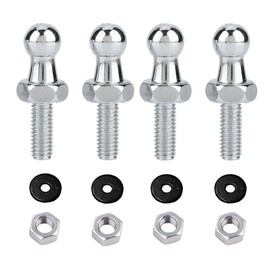 DSWTO 10mm M6 Ball Stud Mounting M6 Ball Screws Bolts with Hardware for Gas Struts Lift Supports Ball Ended Bonnet Fittings, Qty 4 (M6 Screw, Silver)