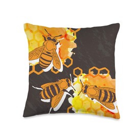 Bees Honeycomb Honey Beekeeper Beehive Bee Throw Pillow