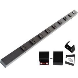 30″ Hardwired Power Strip (NO Power Cord), 8 Vertical Outlets (NOT Tamper Resistant), NO Ears (Without mounting tabs on Both Ends), 15A (NOT a 20 Amp Unit), USB, Black