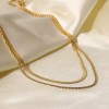 Zard 18K Gold Herringbone Rope Double Chain Layered Necklace