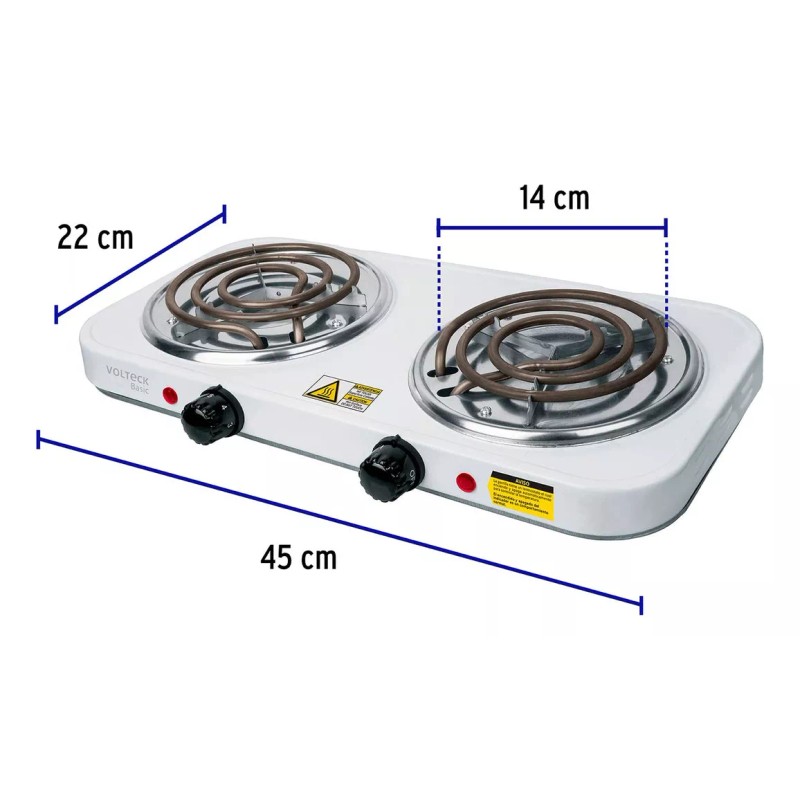 Volteck Parrilla eléctrica Volteck PAEL-2CP blanca 127V