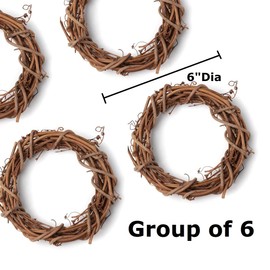 6 Inch Grapevine Twig Wreaths by Factory Direct Craft (6 Pieces) - Pack of 6 Natural Dried Vine Round Wreath Frames (6 inch Diameter)