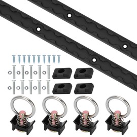4ft 2pcs Aluminum L-Track Rail,48" L Track Rails Tie Down System, Include (4) O-Rings, (4) Black End Caps and Mounting Screws, Suitable for Secure Motorcycles,ATV,Use On Pickup Truck, RV, Open Trailer