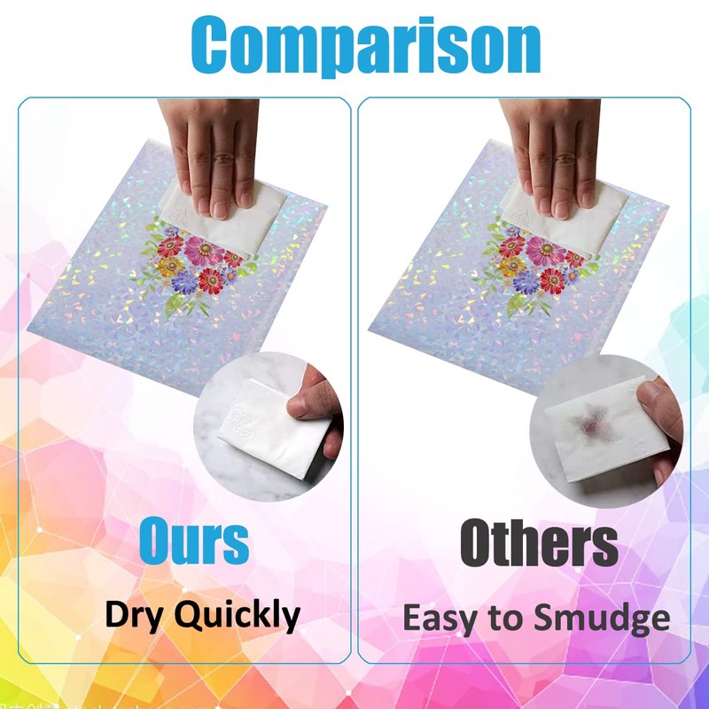 Wonninek 30 Sheets A4 Holographic Paper Sticker, Printable Waterproof Sticker