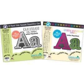 Barker Creek 468-Piece Chalk Letter Pop-Out Set, Includes Two Packages of Letters - 234 Pieces Black and White and 234 Pieces Rainbow Chalkboard Letters, Classrooms, Offices, Presentations (3508)