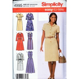Simplicity 4995 2004 Misses/Miss Petite Shirt Dress w/Slim Skirt or Flared Skirt Sizes U5 16-24