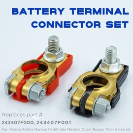 Battery Terminal Connectors for Nissan, Maxima, Rouge, Sentra, Murano,243407F000,24340-7F000, 243407F001, Positive and Negative,Plastic Cover, Auto Parts by KeeRoarin