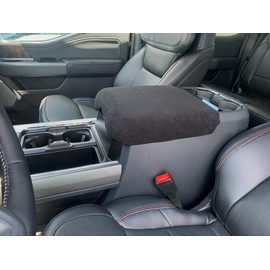 Auto Console Covers- Fits The Ford F-250 Super Duty 2023-2025 (5 Passenger with Front Bucket Seats) Center Console Armrest Cover Fleece (Black)