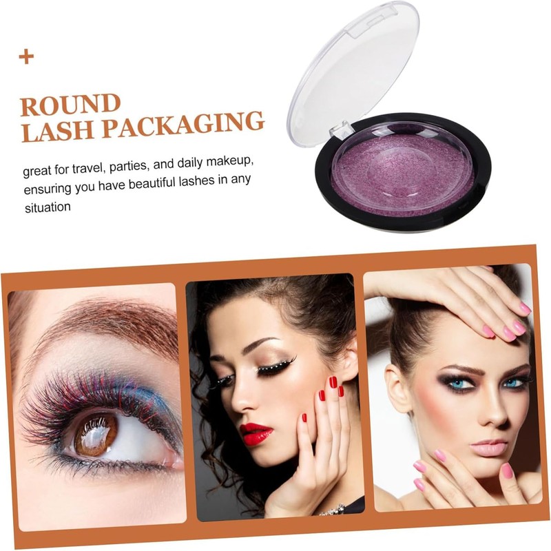 5pcs Pink Plastic Glitter Clear False Eyelash Storage Cases for