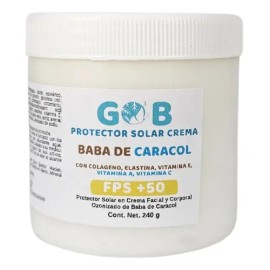Protector Solar Baba Caracol Crema Ozonizada FPS50  Snail Sunscreen Ozonated Cream SPF 50, 240g                                                       