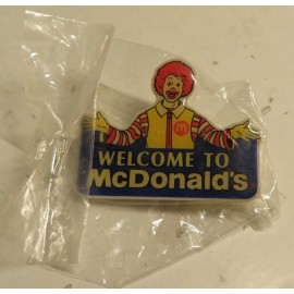 McDonald's Vintage Welcome To McDonald’s Ronald Lapel Pin Employee Bling Hat New Old Stock