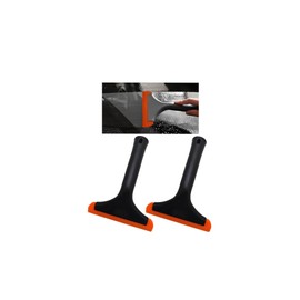 FALVFUN Small Silicone Car Window Squeegee, 2PCS Non-Slip Soft Vehicle Tint Water Blade Scraper for Windshield Door, Automotive Cleaning Tool Accessories, Universal Fit (Black/Orange)