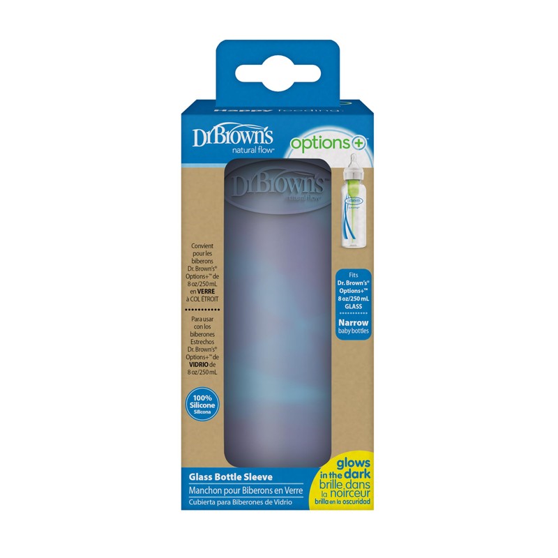 Dr. Brown's Options+ Narrow Glass Bottle Sleeve, 100% Silicone, Glow-in-the-Dark,