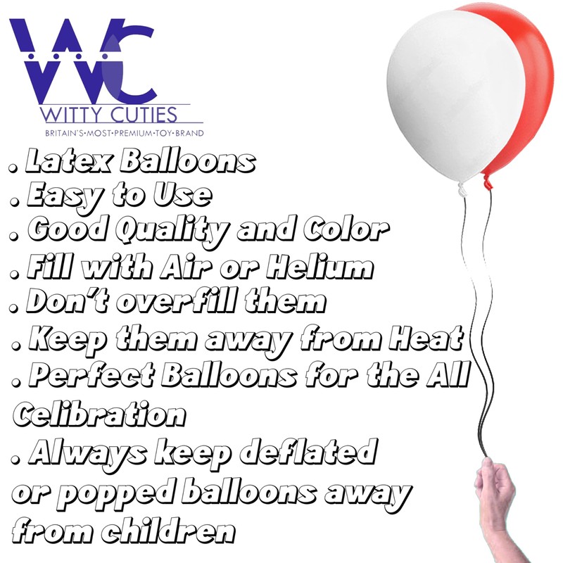 Round White & Red Balloons - 25 Pack, 10 Inch