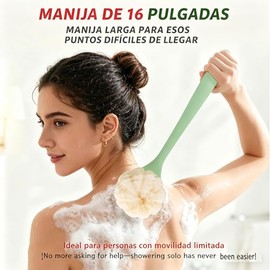 Wady Cepillo Corporal Baño Pulgadas Exfoliante Dos Ganchos Diseño Mango Largo Agarre Cómodo Antideslizante Rosa