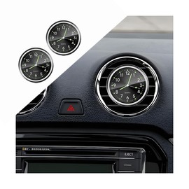 Mandark 2PCS Stick on Dashboard Car Clock, Mini Tiny Luminous Vehicle Air Vent Watchs with Self Adhesive & Clip, Auto Interior Decoration Vent Clocks Accessories, Universal for Most Cars (Black)