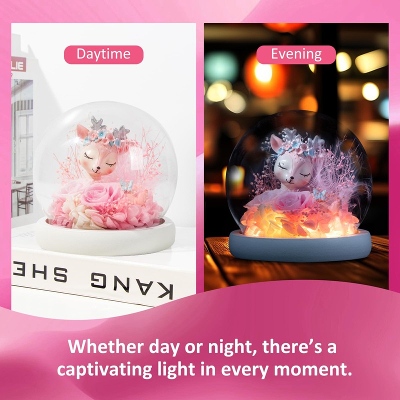 Niuirt Preserved Flower with Glass Dome - Unique Real Flower