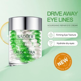 Aloe Vera Nourishing & Repairing Eye Cream Refreshes, diminishes fine lines, tightens puffiness, refines radiance, stabilizes skin texture, and nourishes the eye area.