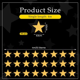 DazzJoy Pack of 6 4 m Star Garland, Gold, Hanging Paper Star Garland Decorations, Garland Stars Decoration Paper Garland, Stars for Hanging Garlands for Christmas, New Year, Birthday, Wedding