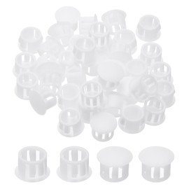 PATIKIL Plastic Hole Plugs, 48 Pcs 1/2"(13mm) Plastic Plugs Screw Hole Plug Snap Desk Grommet Buckle Knockout Locking Plugs Furniture Insert End Cap for Holes Kitchen Cabinet, White