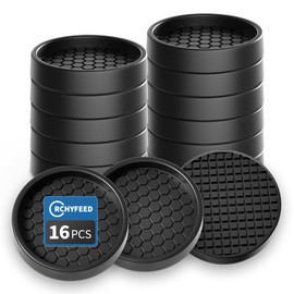 RCHYFEED Furniture Caster Cups - 16Pcs Round Coasters, 2" Non-Slip Castor Cups, Sofa Feet Pads, Thick Rubber - Prevent Moving or Rolling (Black)