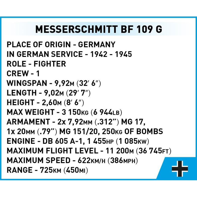 COBI Historical Collection WWII Messerschmitt BF 109 G Plane