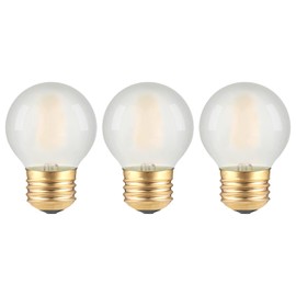 Frosted LED Chandelier Light Bulbs- E26 Base 2700K Soft Warm White Dimmable 25W Equivalent A15/A50 Globe Bulb- Vintage 2W Short Round LED Lamp for Bedroom, Pendant, Ceiling Fan, Vanity- 3 Count
