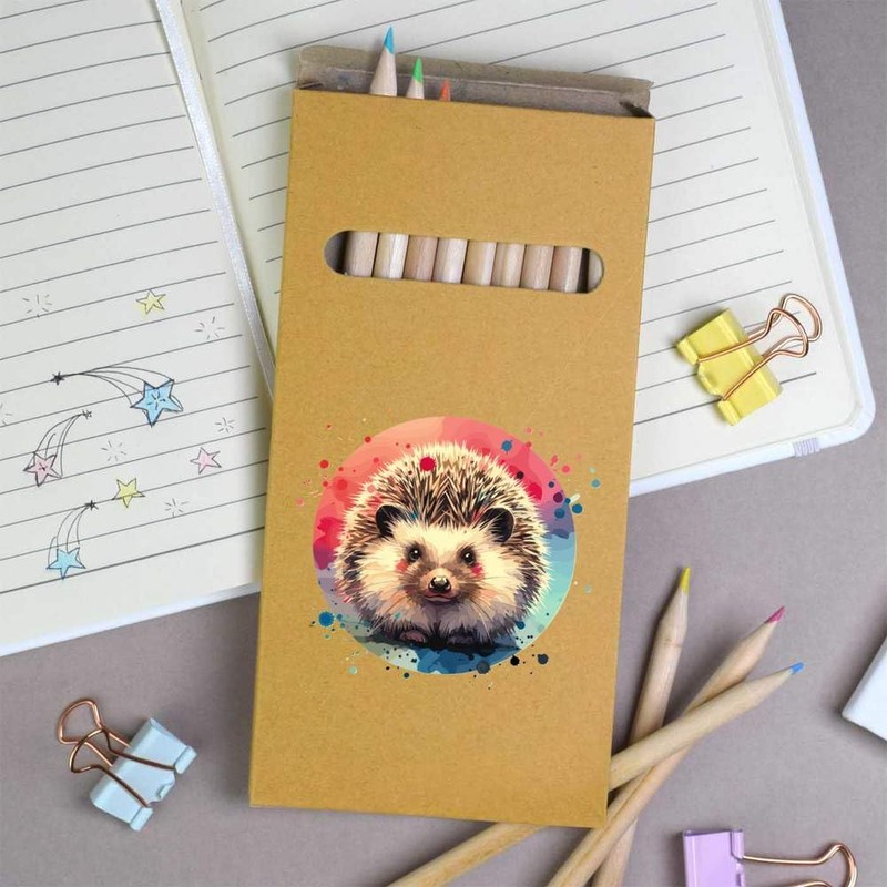 Azeeda 12 x 'Colourful Hedgehog' Long 178mm Coloured Pencils/Pencil Set