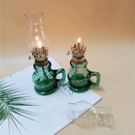 GCMJ Oil lamp Butter lamp Hurricane lamp Hurricane lamp Glass Replaceable Chimney Decorative Lighting (Color : Green)
