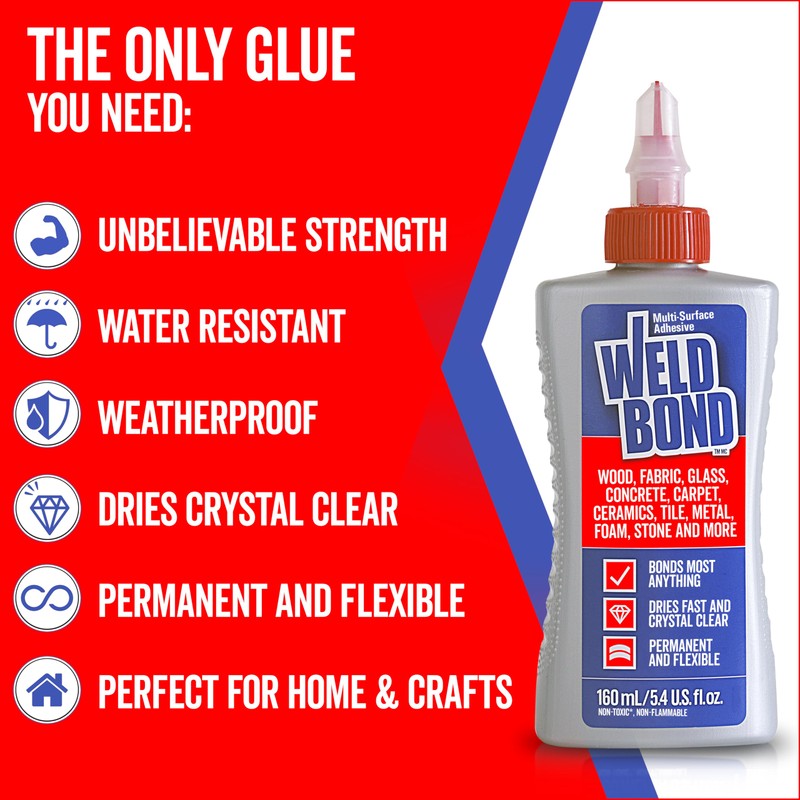 Weldbond Multi-Surface Adhesive Glue, Bonds Most Anything. Use as Wood
