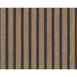 CONCORD WALLCOVERINGS ™ Wood Slat Wallpaper, Scandinavian-Style Non-Woven, Natural Textured Look for Living Room, Bedroom, Office - Easy Application - Black Brown - 21 in x 33 Ft (57 Sq Ft)