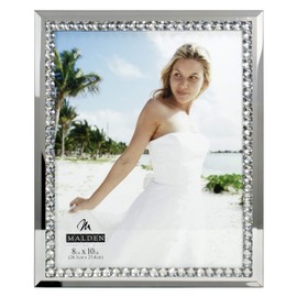 Malden International Designs Malden Brilliance Jewel Mirror Picture Frame, 8x10, Mirrored, Silver Metal