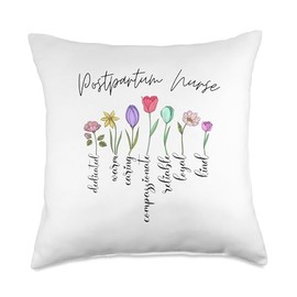 Postpartum nurse gifts women floral Postpartum nurse girls Throw Pillow